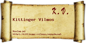Kittinger Vilmos névjegykártya